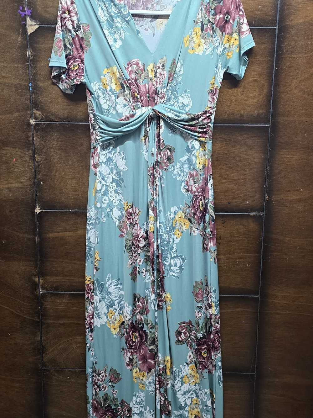 Beeson River Teal Floral Tie-Front Maxi Dress